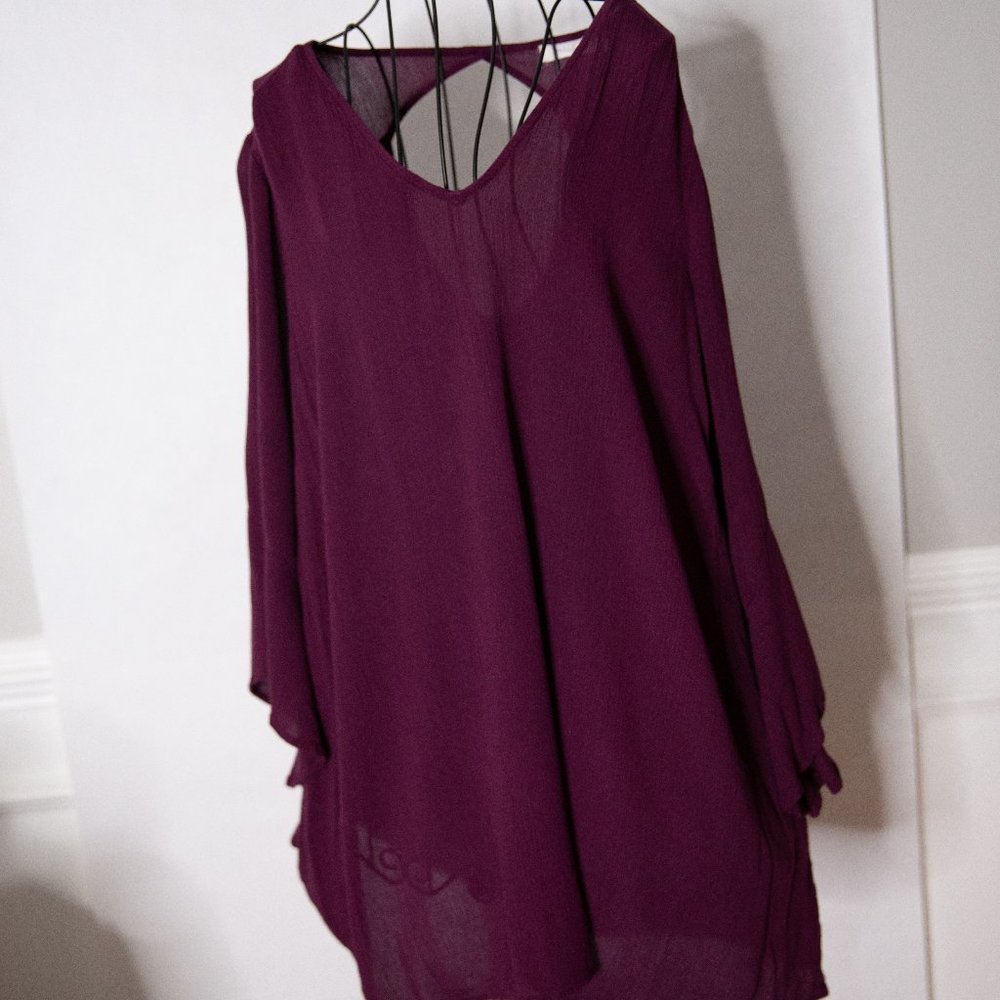 Lush XS Like New Peasant Sleeve Blouse, Maroon
